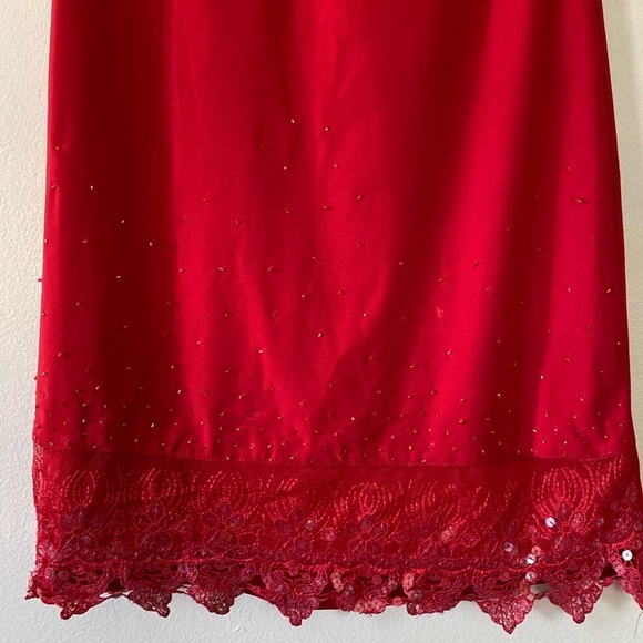 Red embellished sequins red pencil skirt size M - Picture 7 of 10